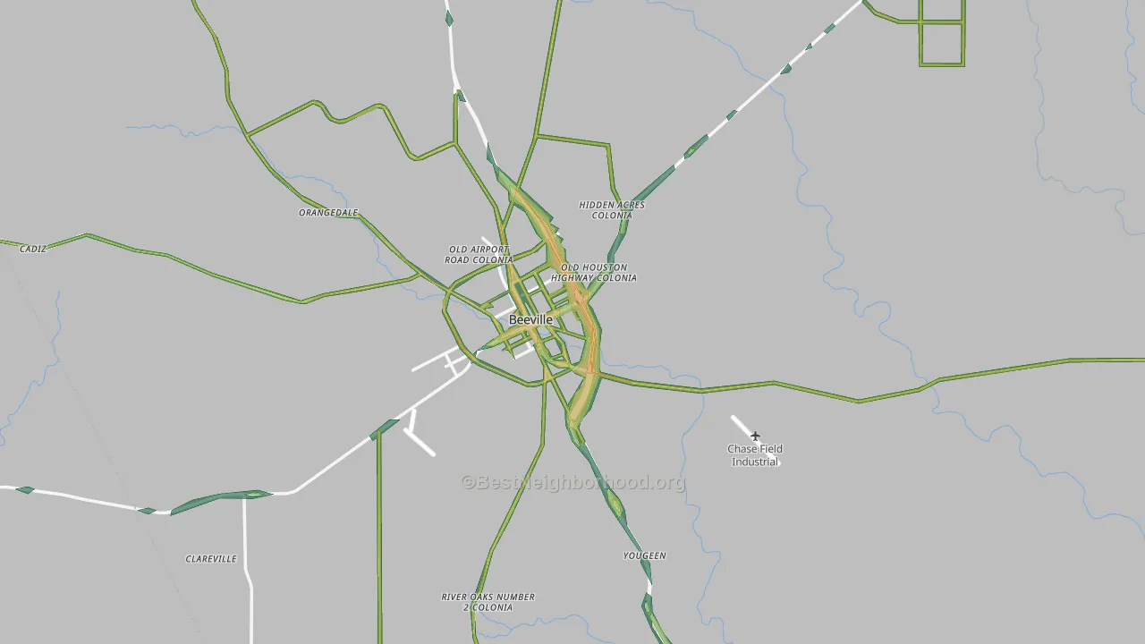 Beeville, TX Map of Noise Levels in Beeville