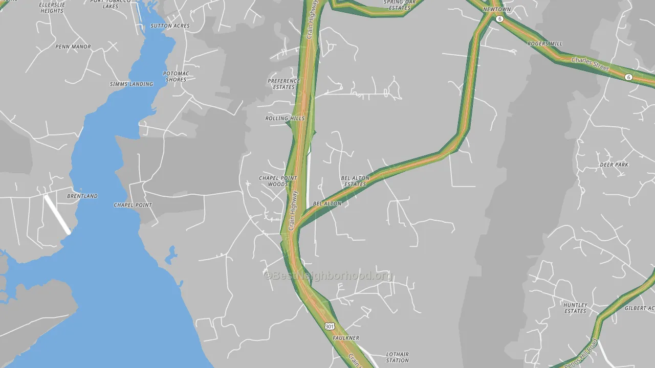 Bel Alton, MD Map of Noise Levels in Bel Alton