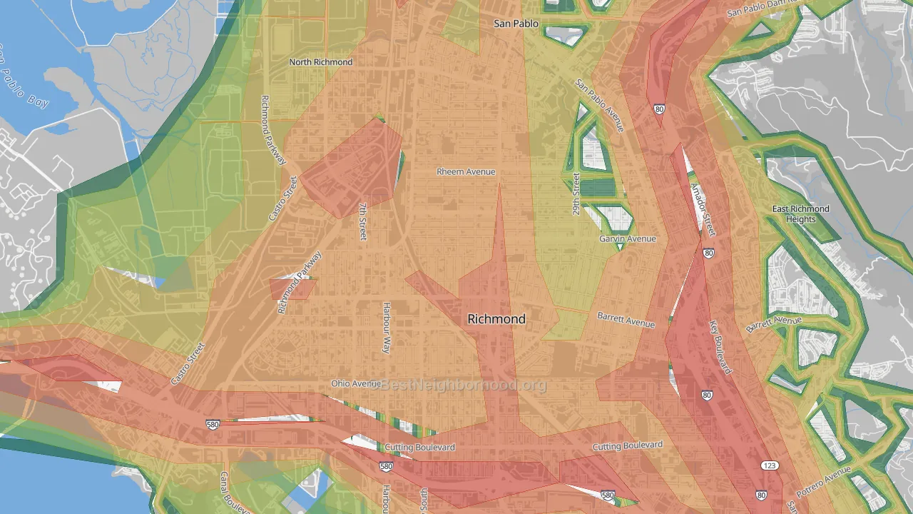 Belding Woods, Richmond, CA Map of Noise Levels in Belding Woods
