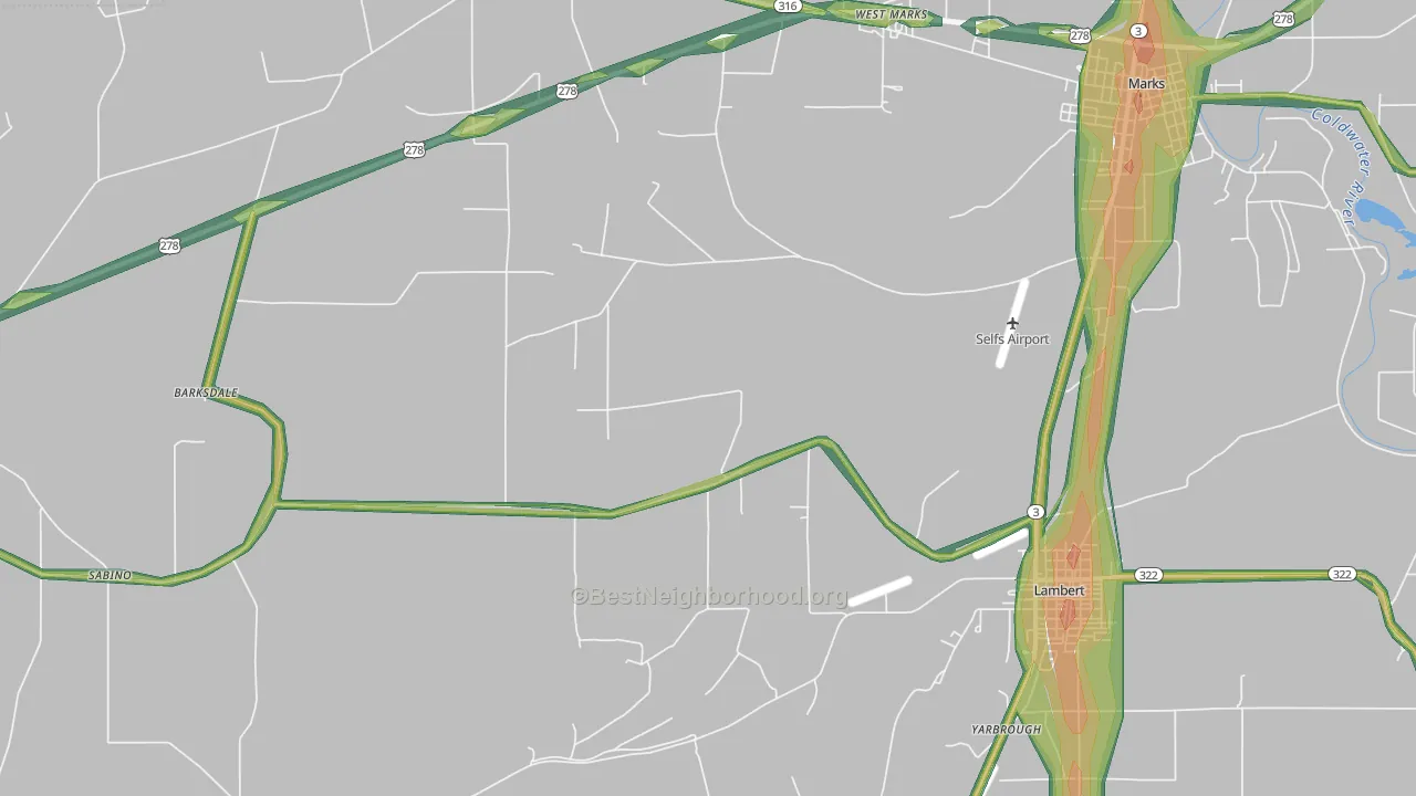 Belen, MS Map of Noise Levels in Belen
