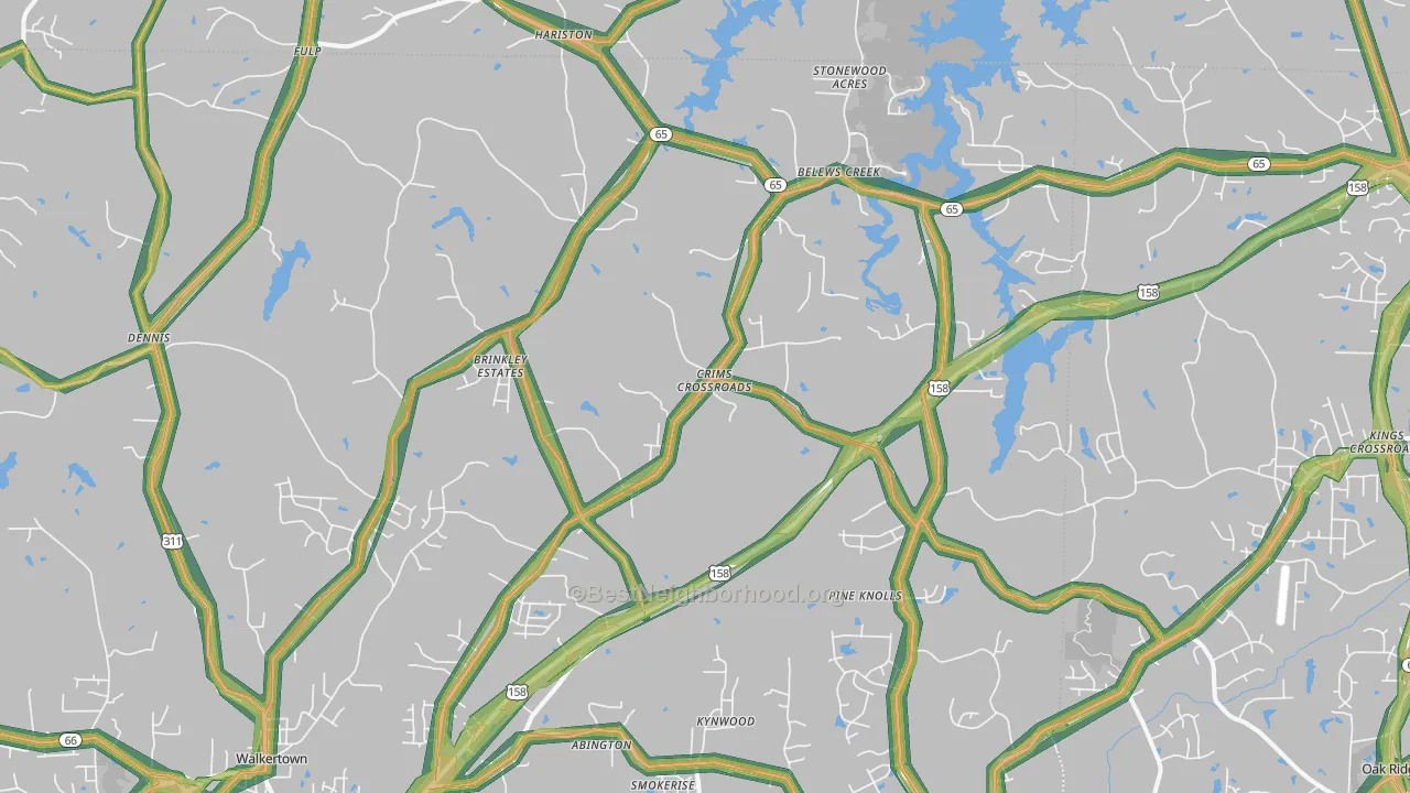 Belews Creek, NC Map of Noise Levels in Belews Creek