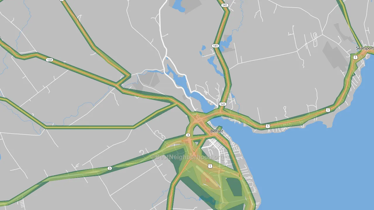 Belfast, ME Map of Noise Levels in Belfast