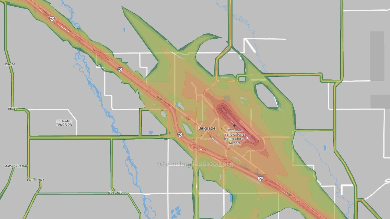 Belgrade, MT Map of Noise Levels in Belgrade