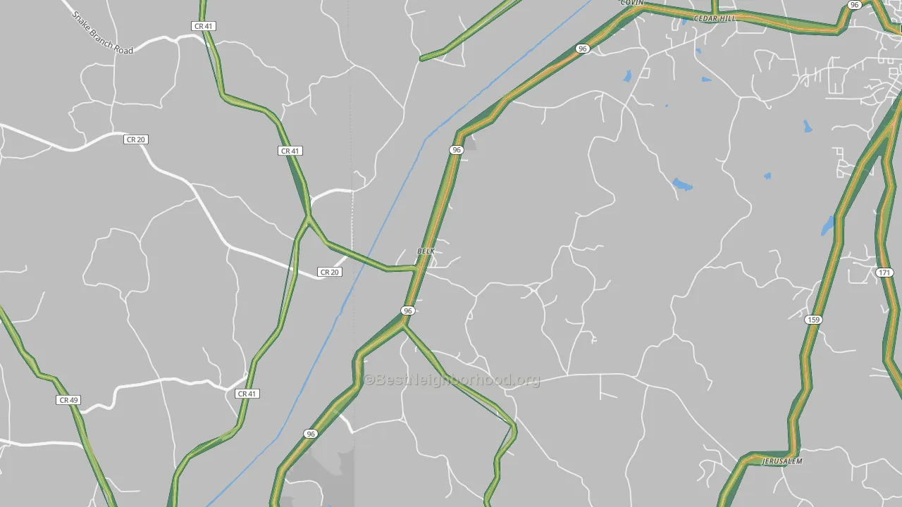 Belk, AL Map of Noise Levels in Belk