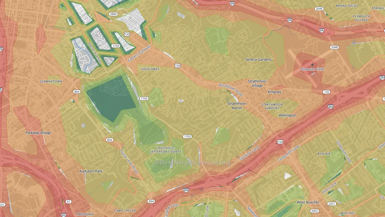 Belknap, Louisville, KY Map of Noise Levels in Belknap