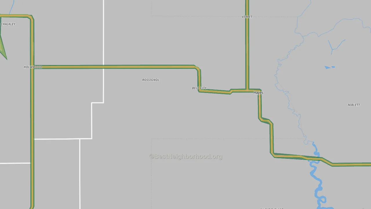 Bell City, LA Map of Noise Levels in Bell City