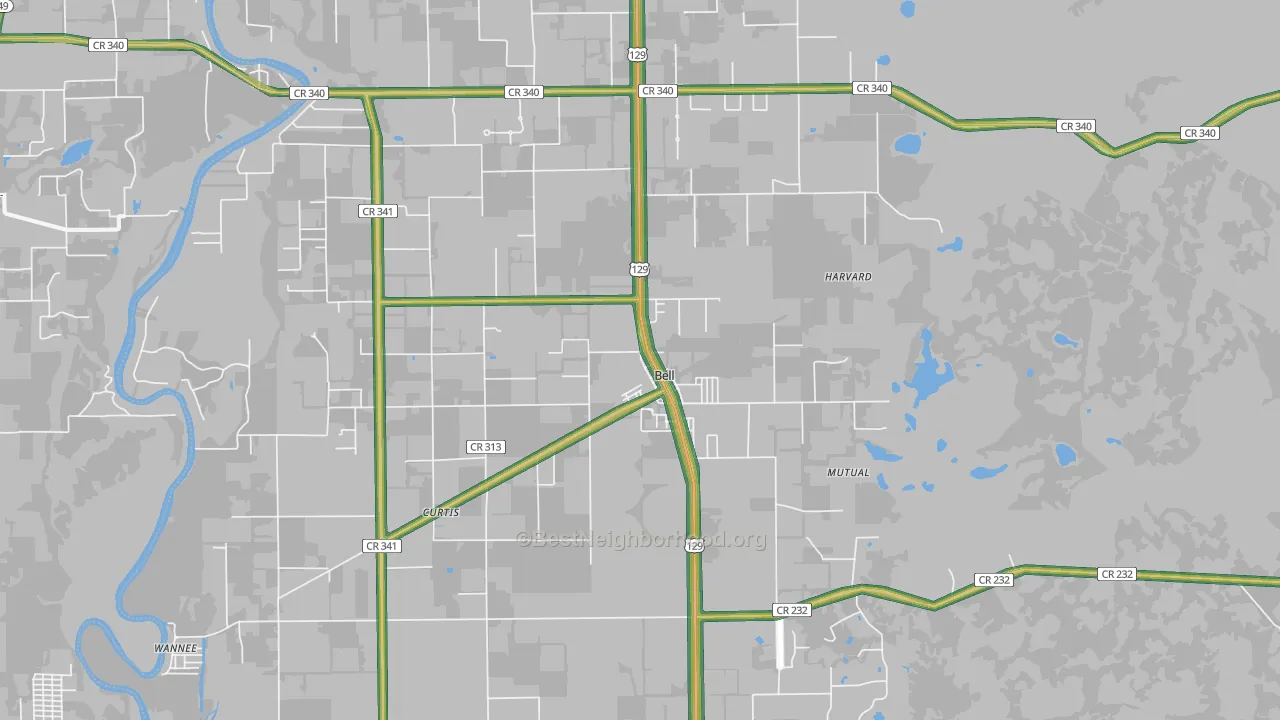 Bell, FL Map of Noise Levels in Bell