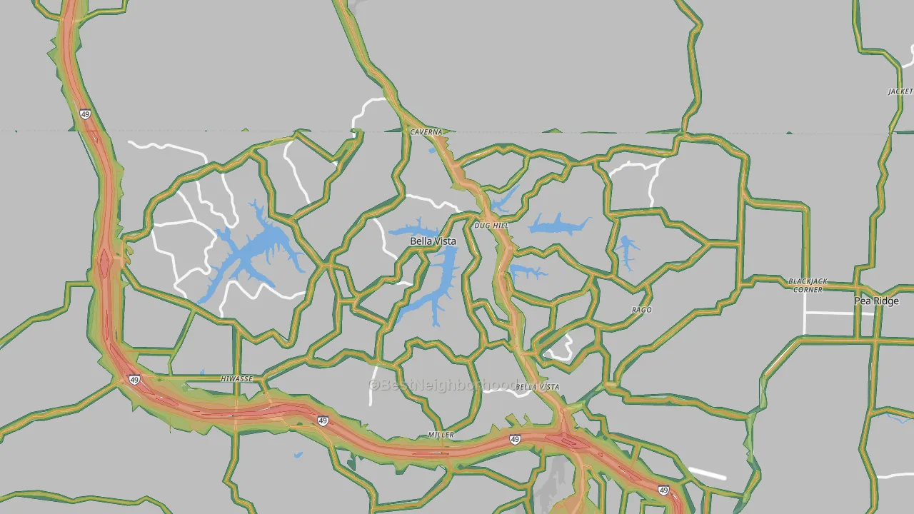 Bella Vista, AR Map of Noise Levels in Bella Vista