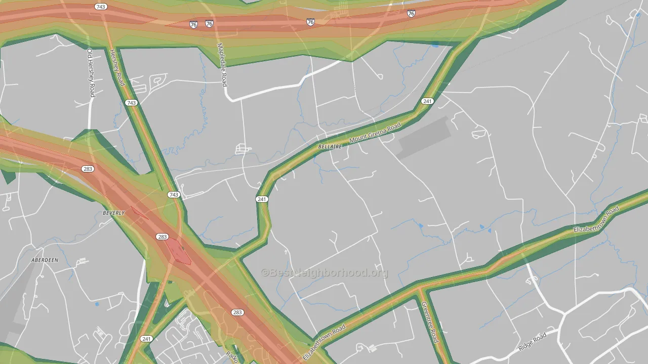 Bellaire, PA Map of Noise Levels in Bellaire