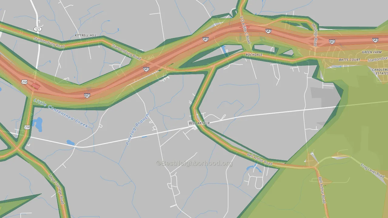 Bellarthur, NC Map of Noise Levels in Bellarthur