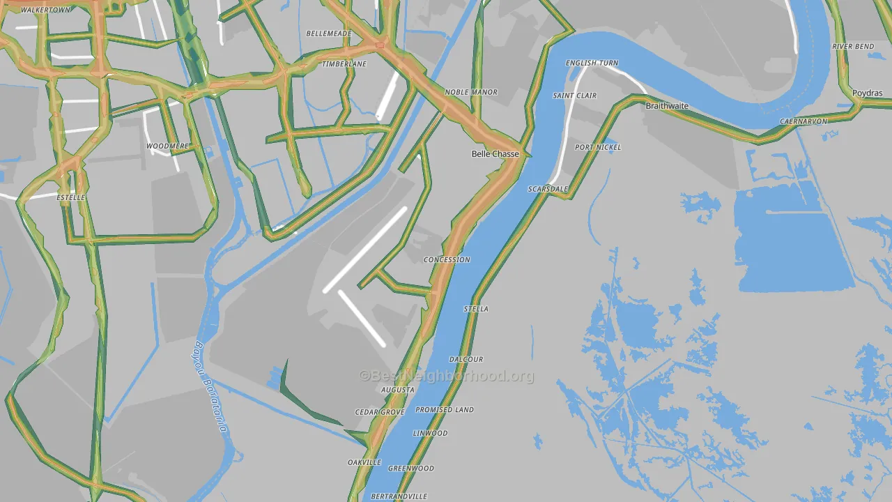 Belle Chasse, LA Map of Noise Levels in Belle Chasse