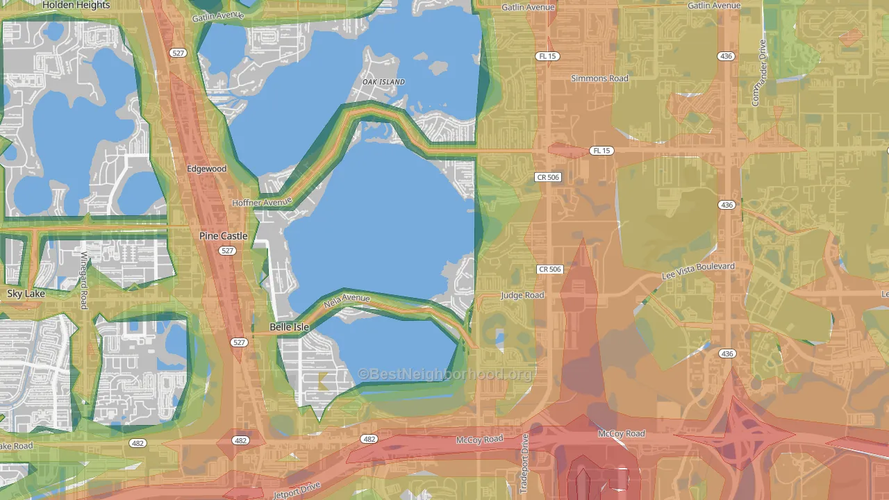 Belle Isle, FL Map of Noise Levels in Belle Isle