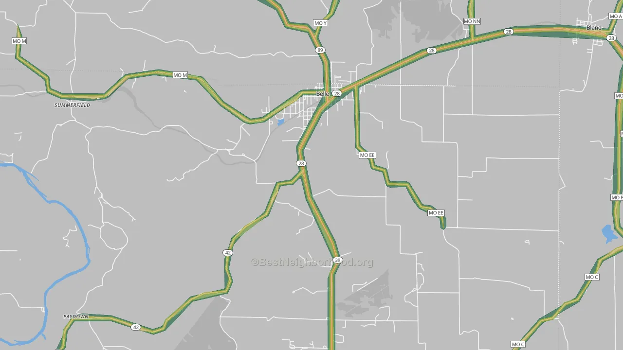 Belle, MO Map of Noise Levels in Belle