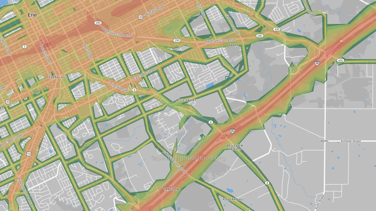 Belle Valley, Erie, PA Map of Noise Levels in Belle Valley