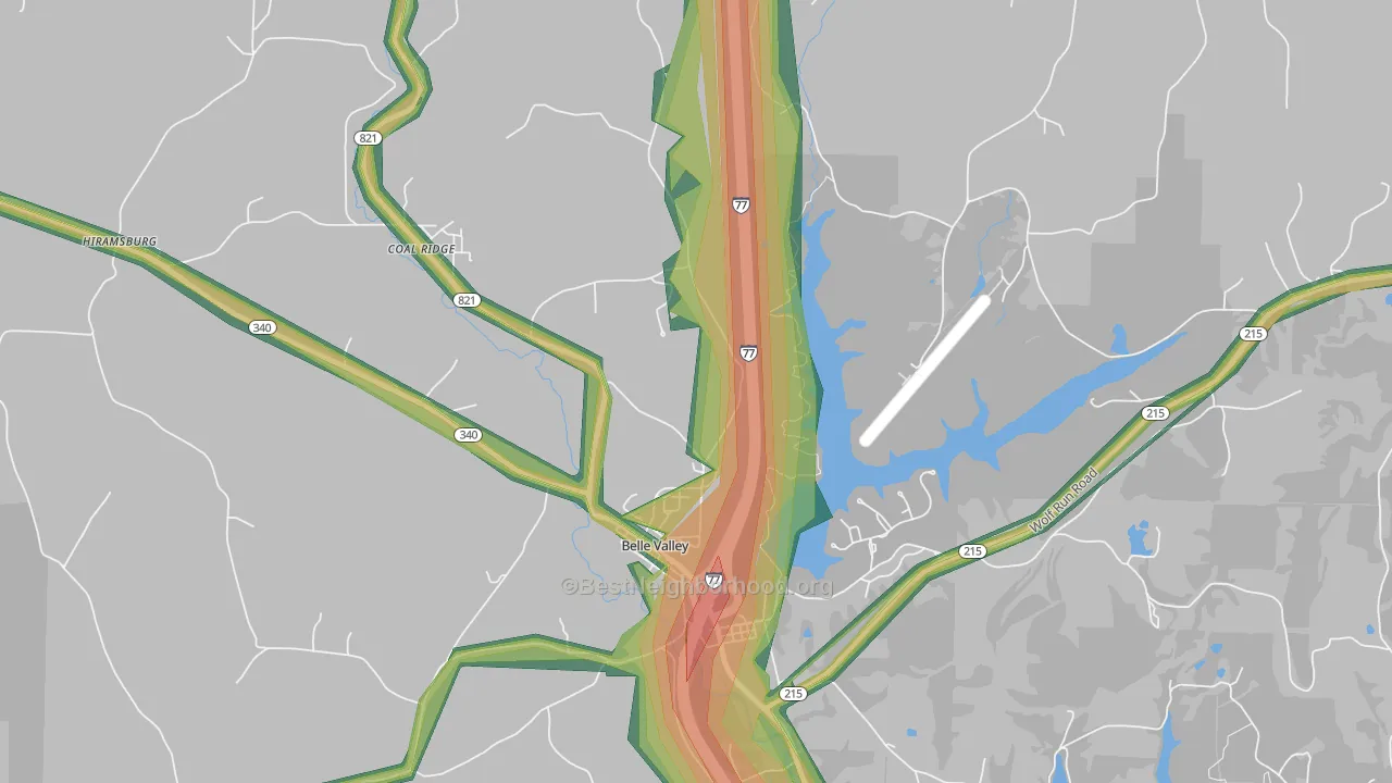 Belle Valley, OH Map of Noise Levels in Belle Valley