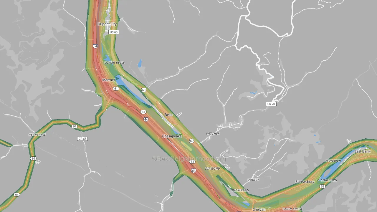Belle, WV Map of Noise Levels in Belle