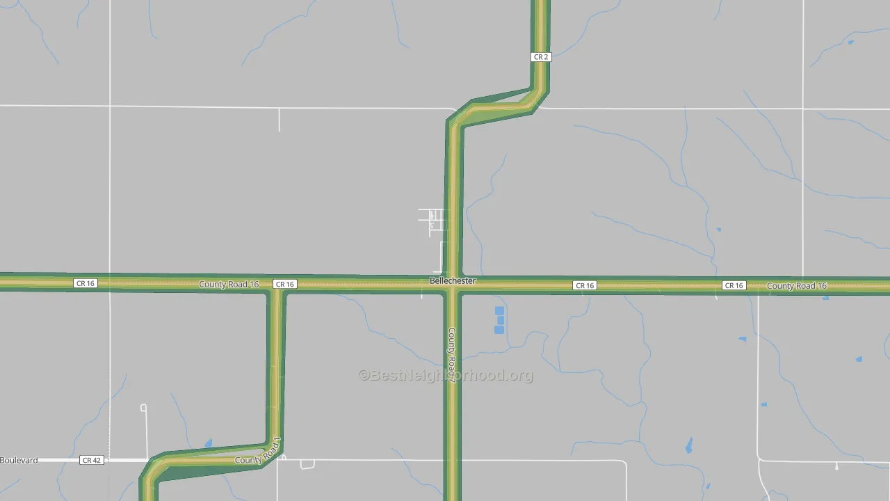 Bellechester, MN Map of Noise Levels in Bellechester
