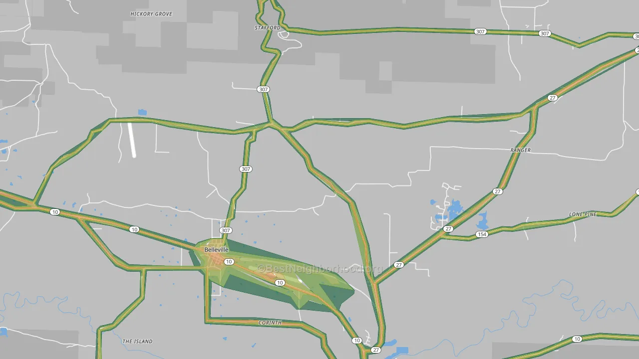 Belleville, AR Map of Noise Levels in Belleville