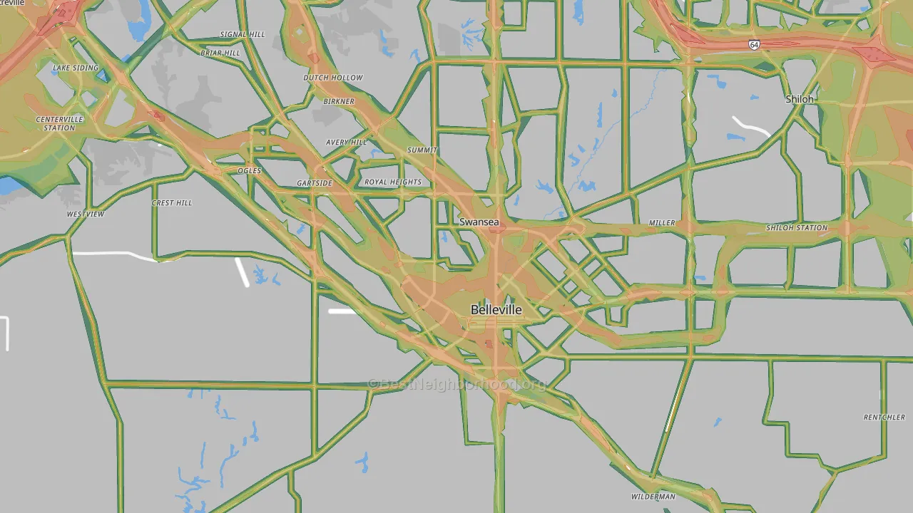 Belleville, IL Map of Noise Levels in Belleville