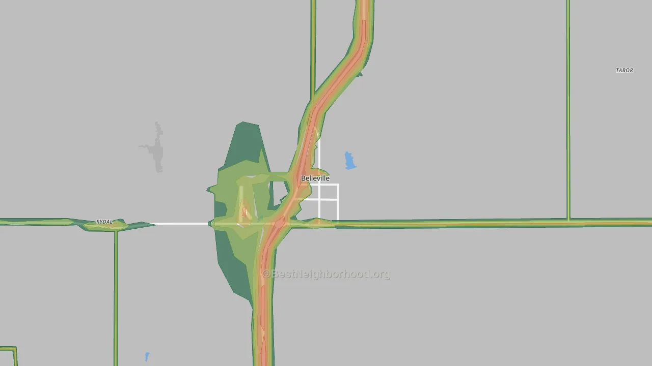 Belleville, KS Map of Noise Levels in Belleville