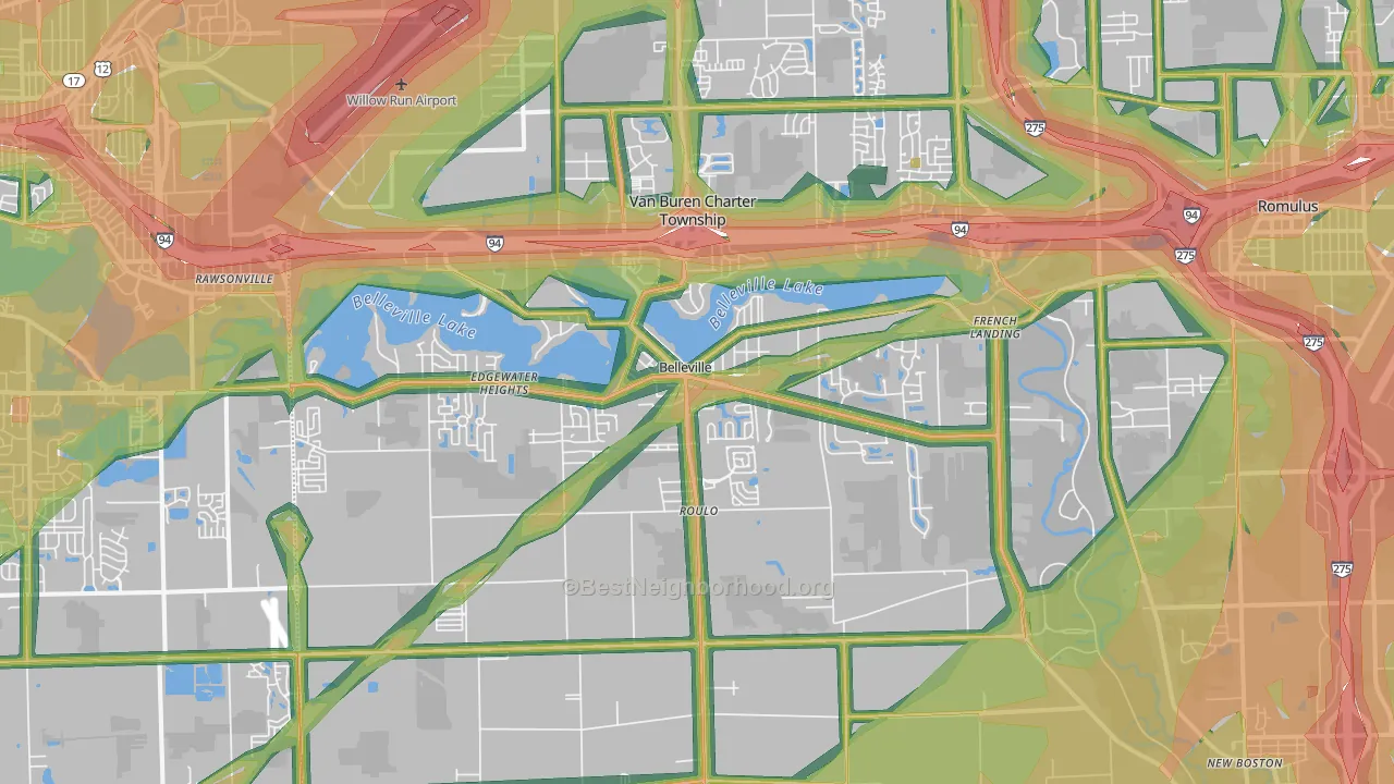 Belleville, MI Map of Noise Levels in Belleville