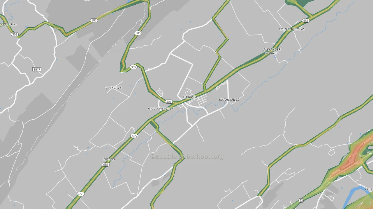 Belleville, PA Map of Noise Levels in Belleville