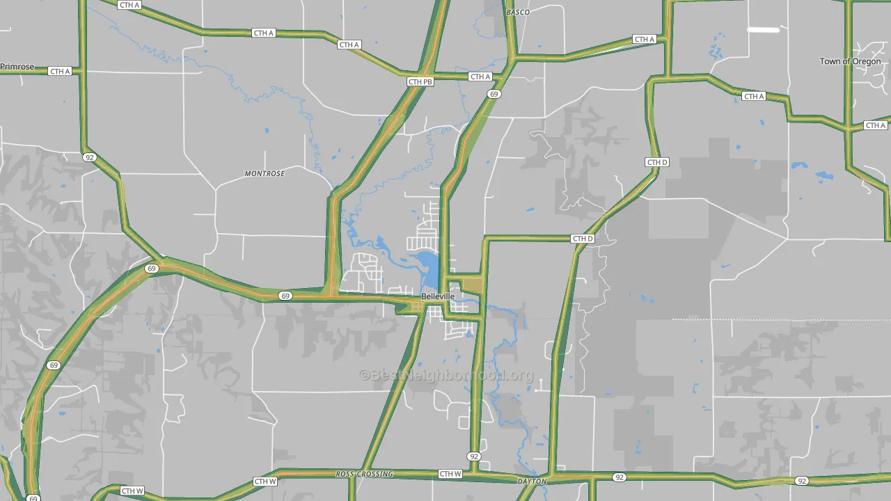 Belleville, WI Map of Noise Levels in Belleville