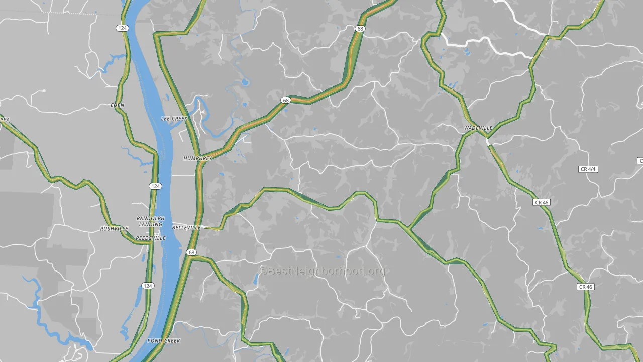 Belleville, WV Map of Noise Levels in Belleville