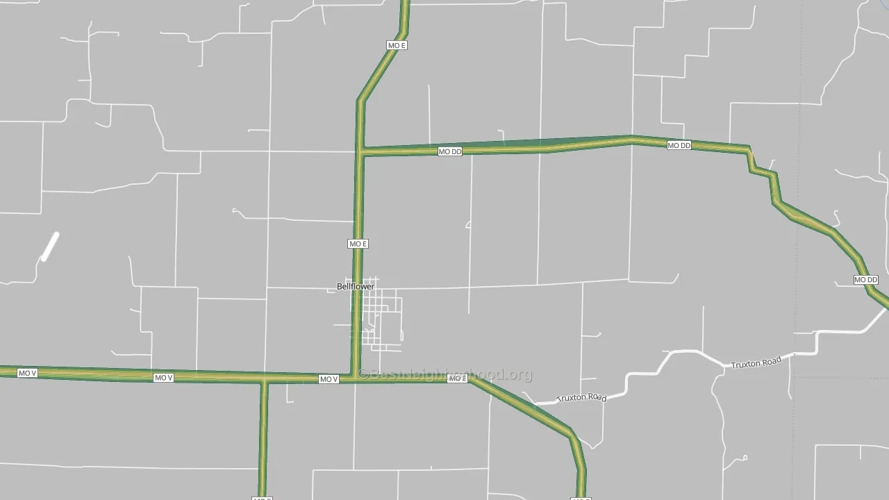 Bellflower, MO Map of Noise Levels in Bellflower