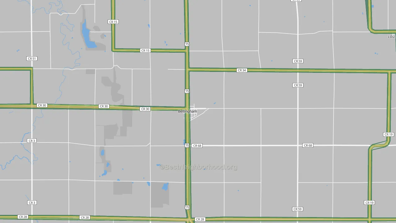 Bellingham, MN Map of Noise Levels in Bellingham