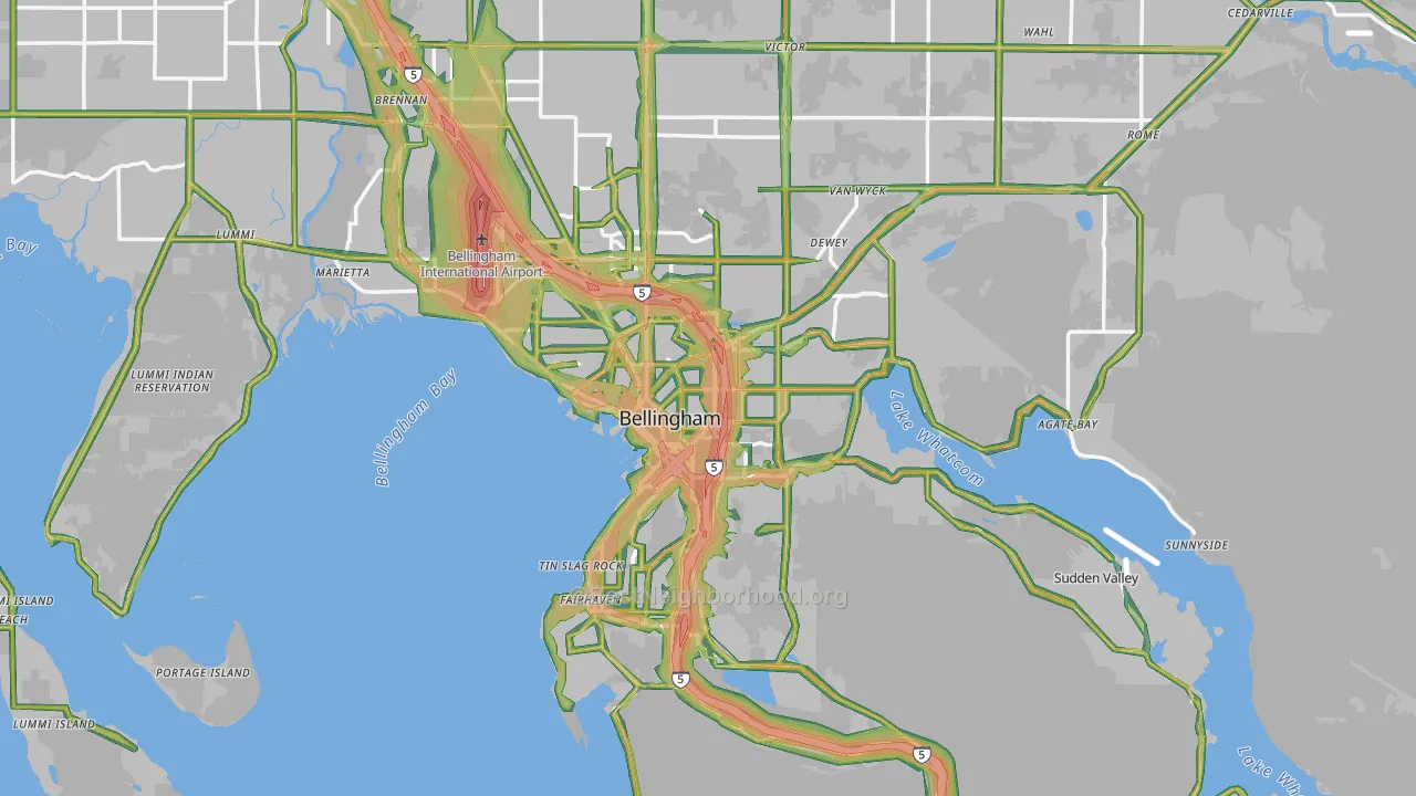 Bellingham, WA Map of Noise Levels in Bellingham