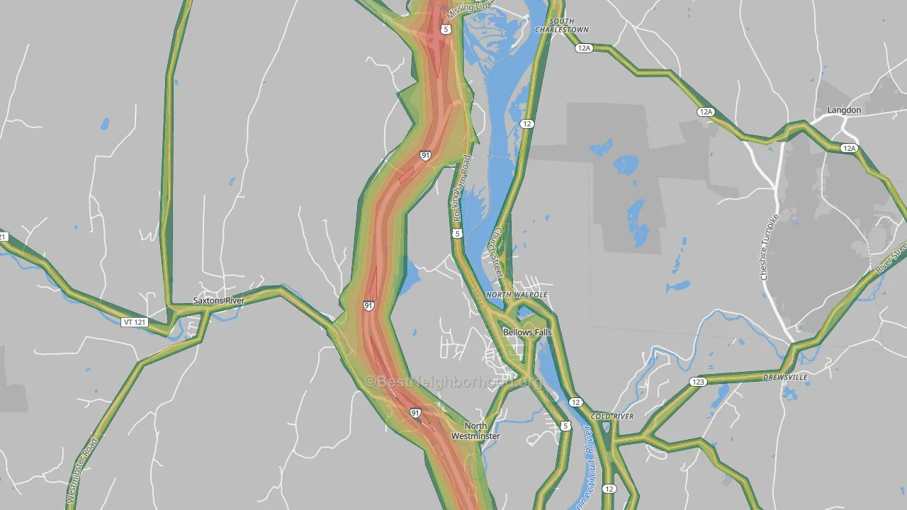 Bellows Falls, VT Map of Noise Levels in Bellows Falls