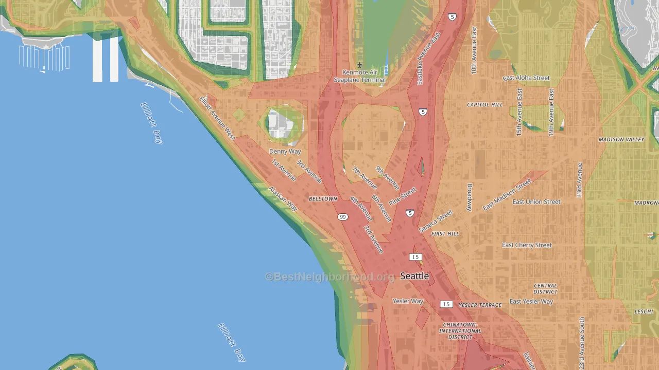 Belltown, Seattle, WA Map of Noise Levels in Belltown
