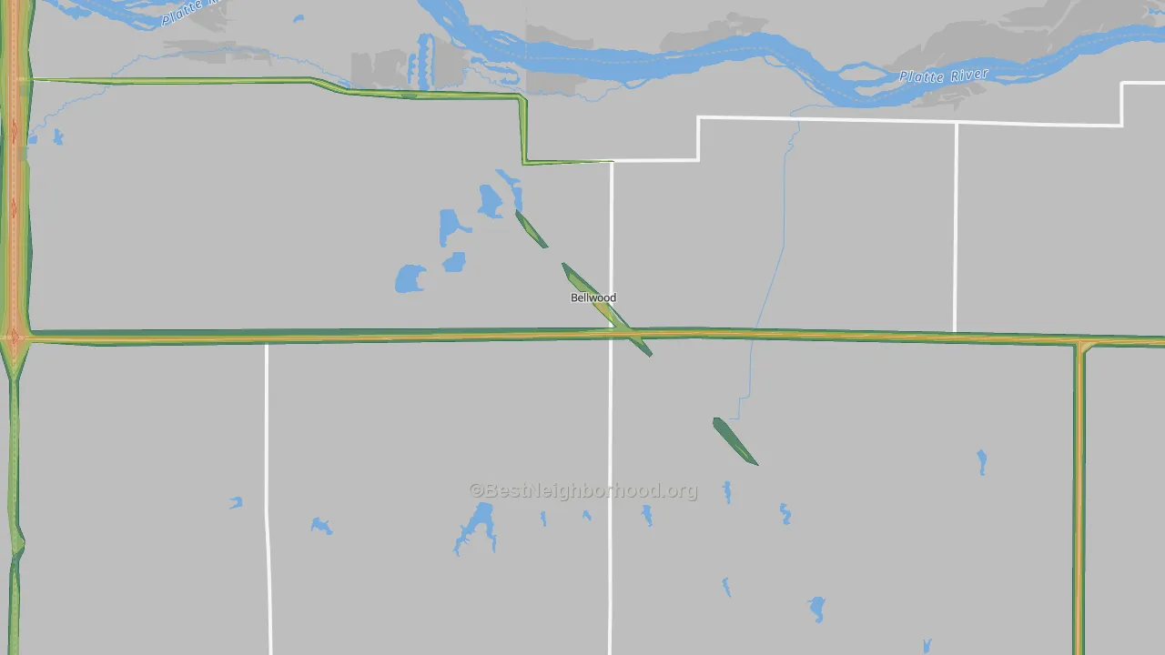 Bellwood, NE Map of Noise Levels in Bellwood