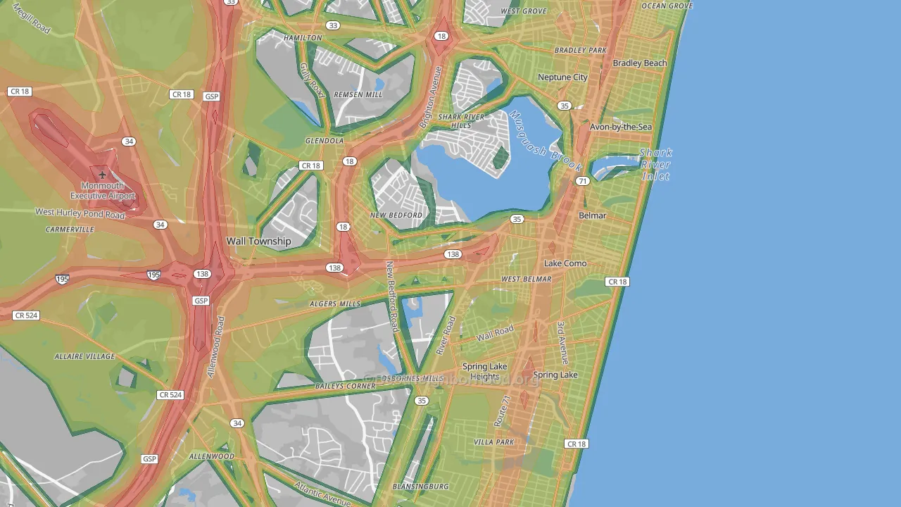 Belmar, NJ Map of Noise Levels in Belmar