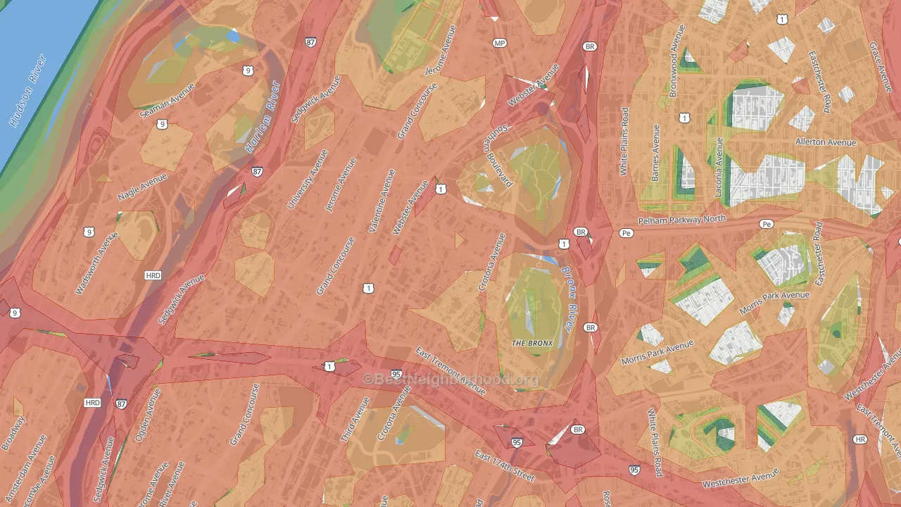 Belmont, Bronx, NY Map of Noise Levels in Belmont
