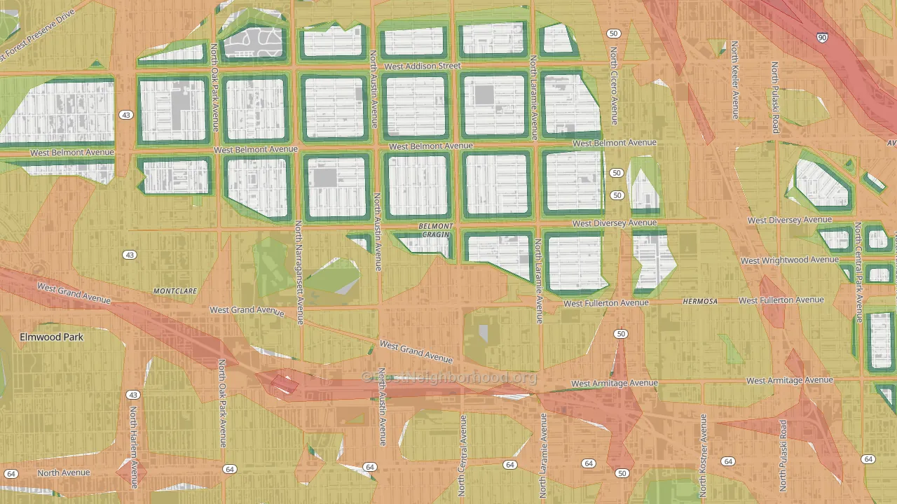 Belmont Cragin, Chicago, IL Map of Noise Levels in Belmont Cragin