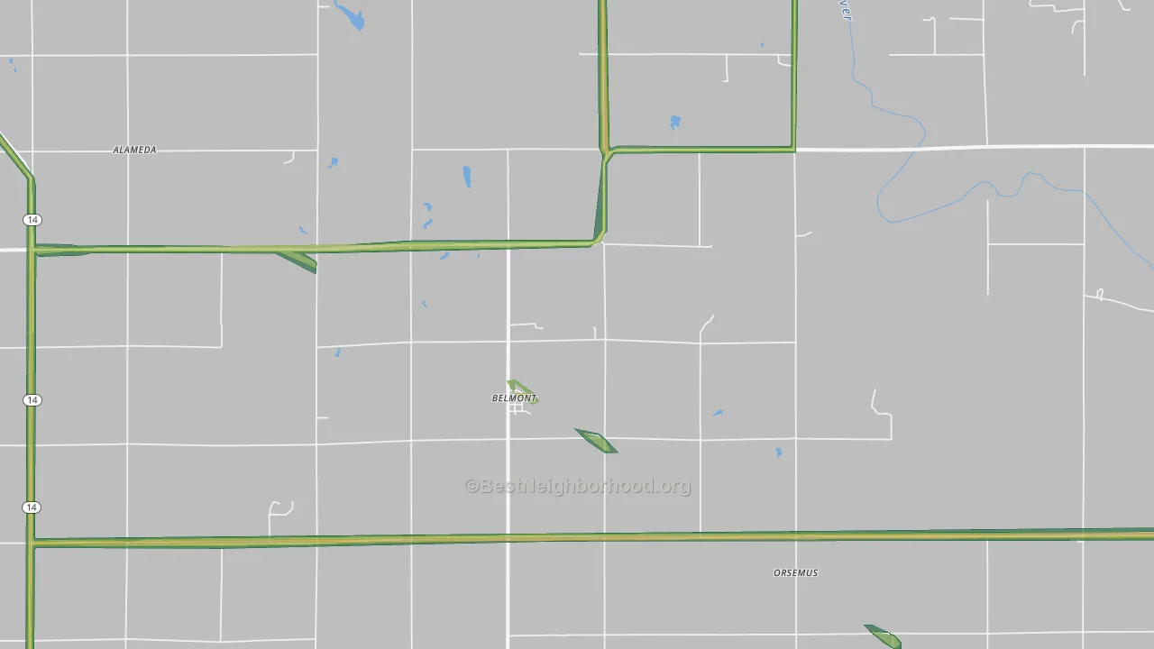 Belmont, KS Map of Noise Levels in Belmont