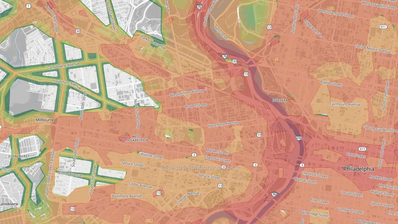 Belmont, Philadelphia, PA Map of Noise Levels in Belmont