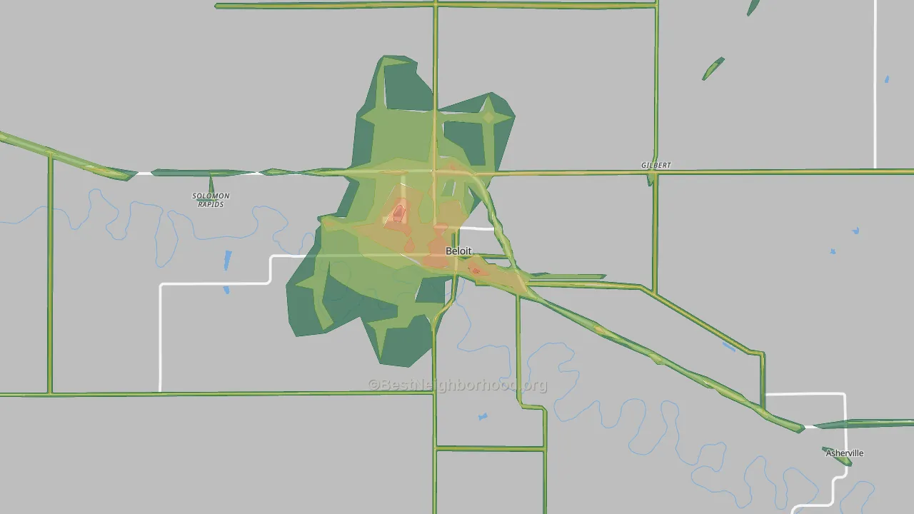 Beloit, KS Map of Noise Levels in Beloit