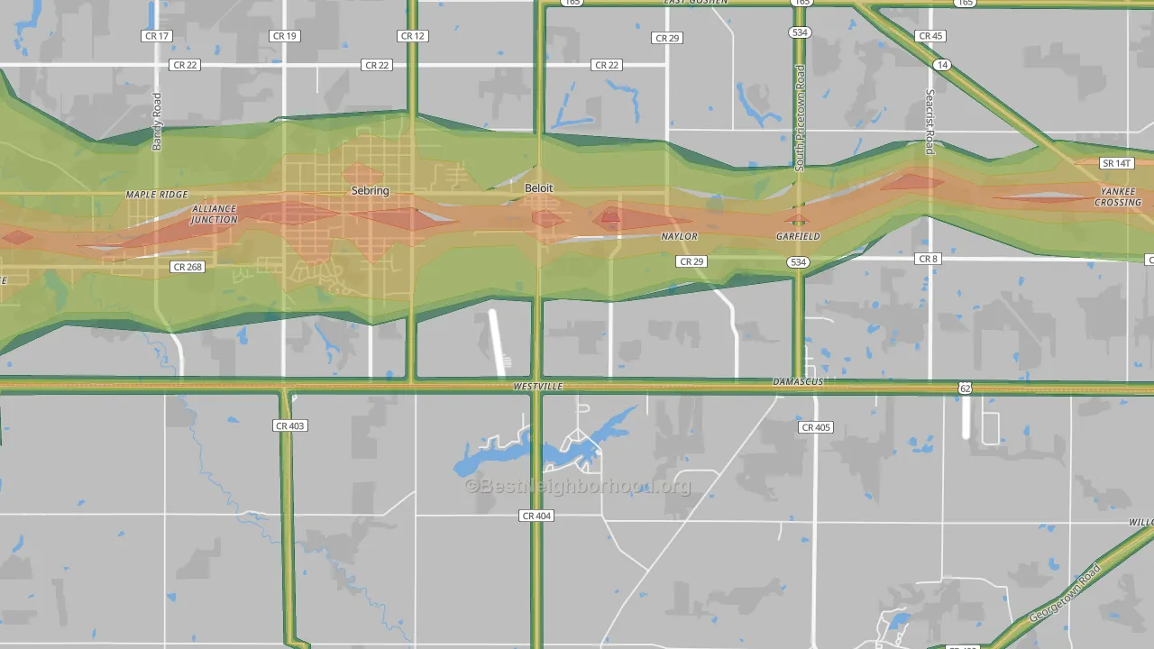 Beloit, OH Map of Noise Levels in Beloit