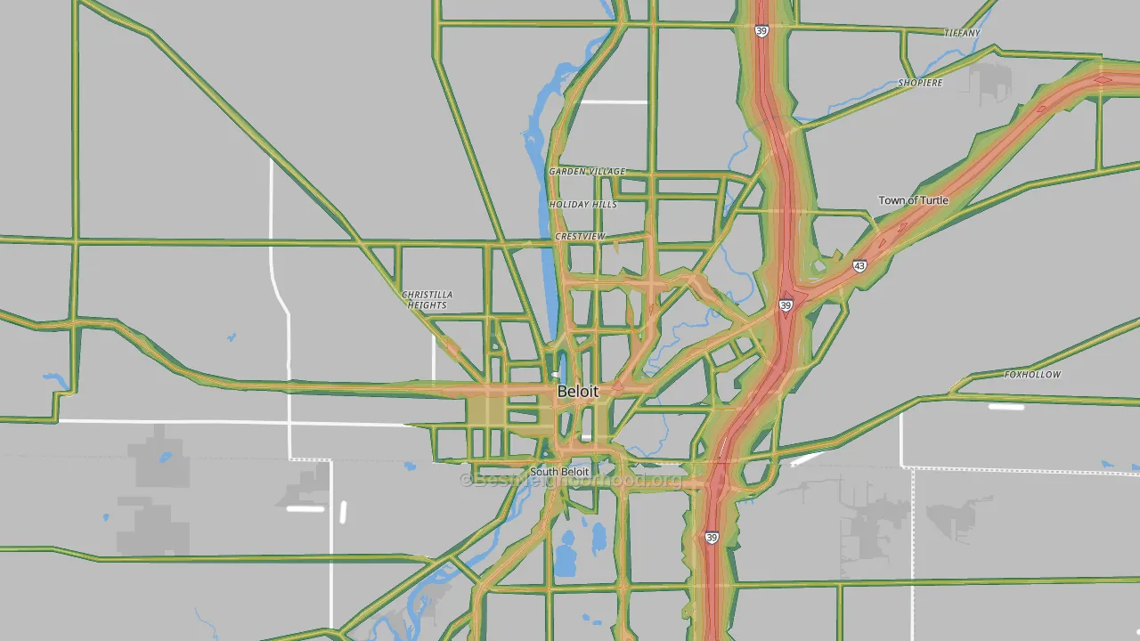 Beloit, WI Map of Noise Levels in Beloit