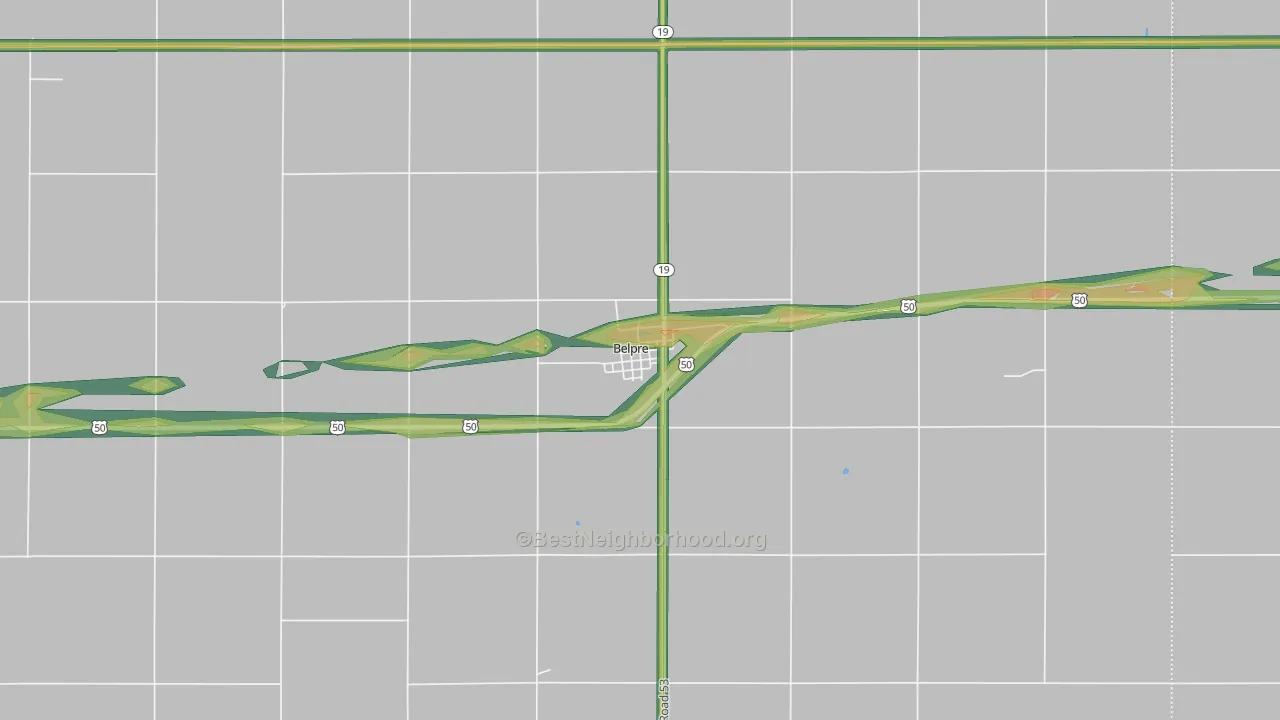 Belpre, KS Map of Noise Levels in Belpre
