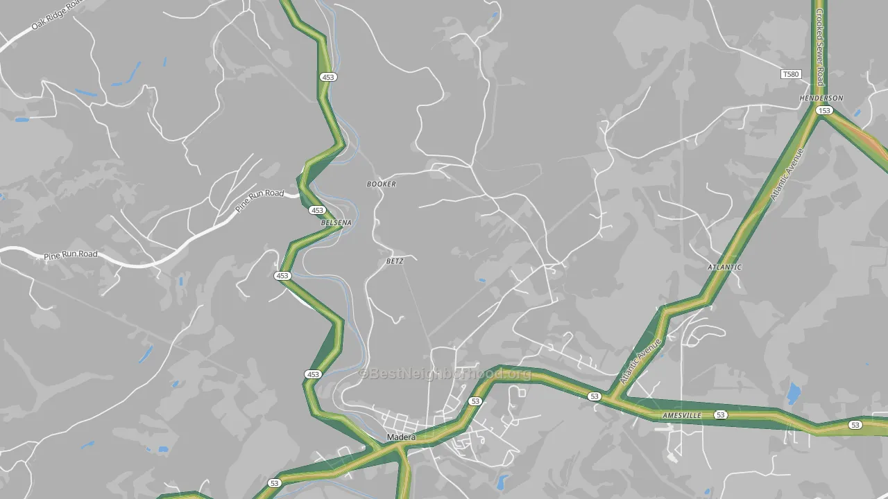 Belsena Mills, PA Map of Noise Levels in Belsena Mills