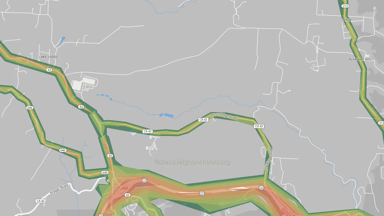 Belvedere, OH Map of Noise Levels in Belvedere