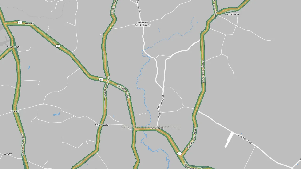 Belvidere, NC Map of Noise Levels in Belvidere