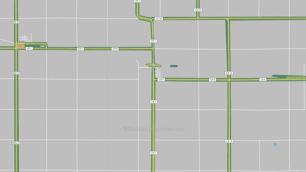 Belview, MN Map of Noise Levels in Belview