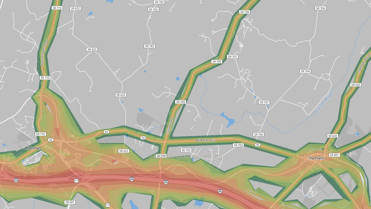 Belvoir, VA Map of Noise Levels in Belvoir