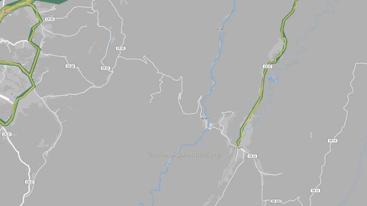 Bemis, WV Map of Noise Levels in Bemis