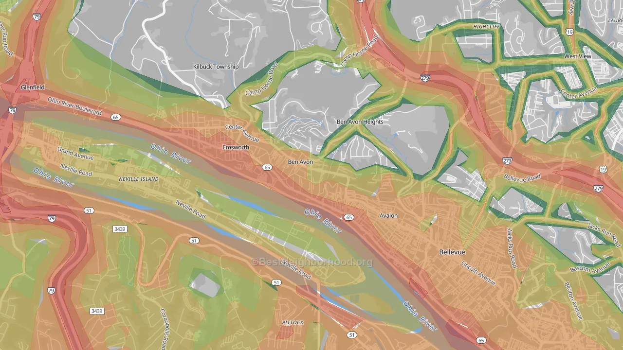 Ben Avon, PA Map of Noise Levels in Ben Avon